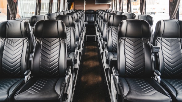 56 passenger charter bus inside apopka